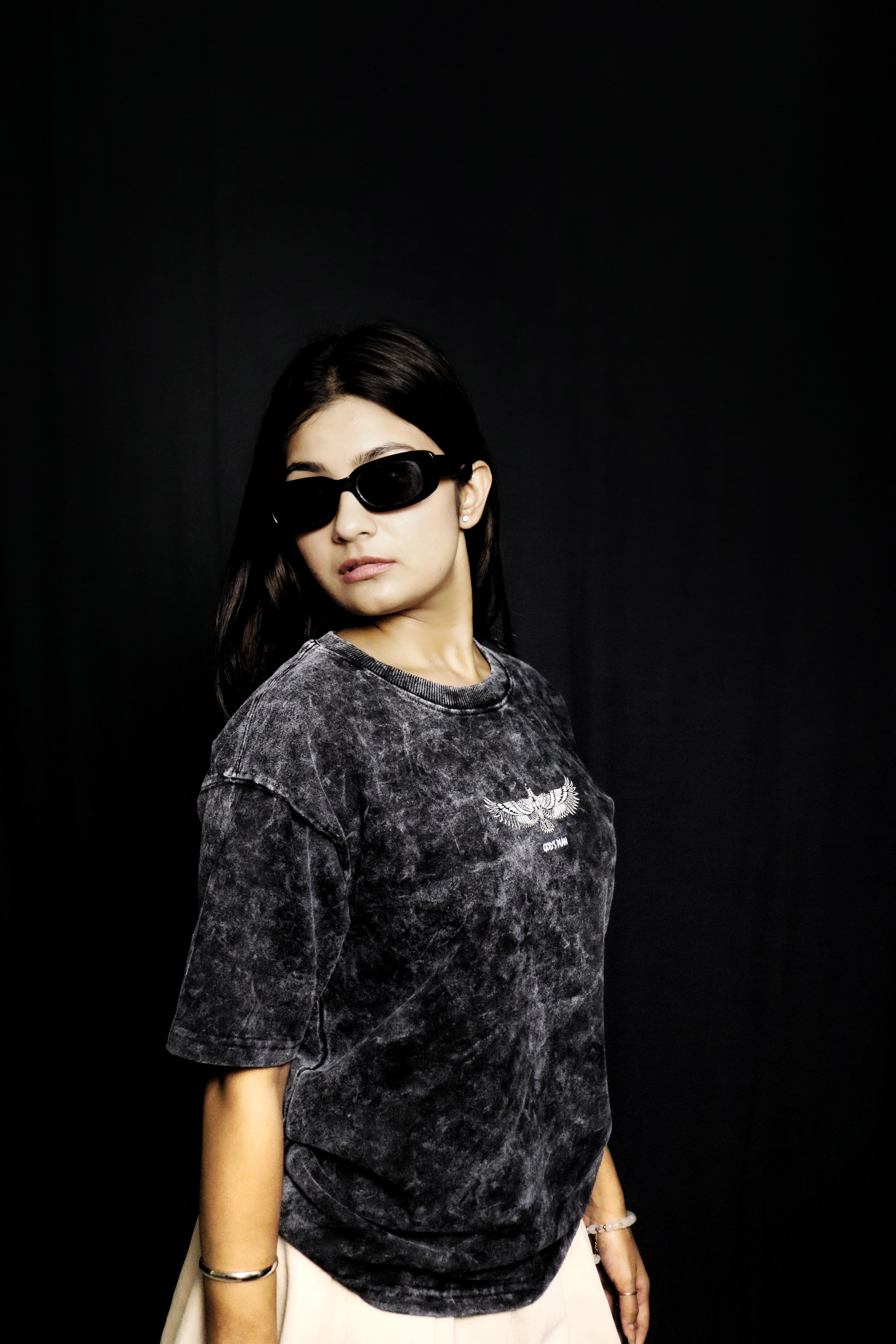 YAMIZ — Obsidian Wings Oversized Tee