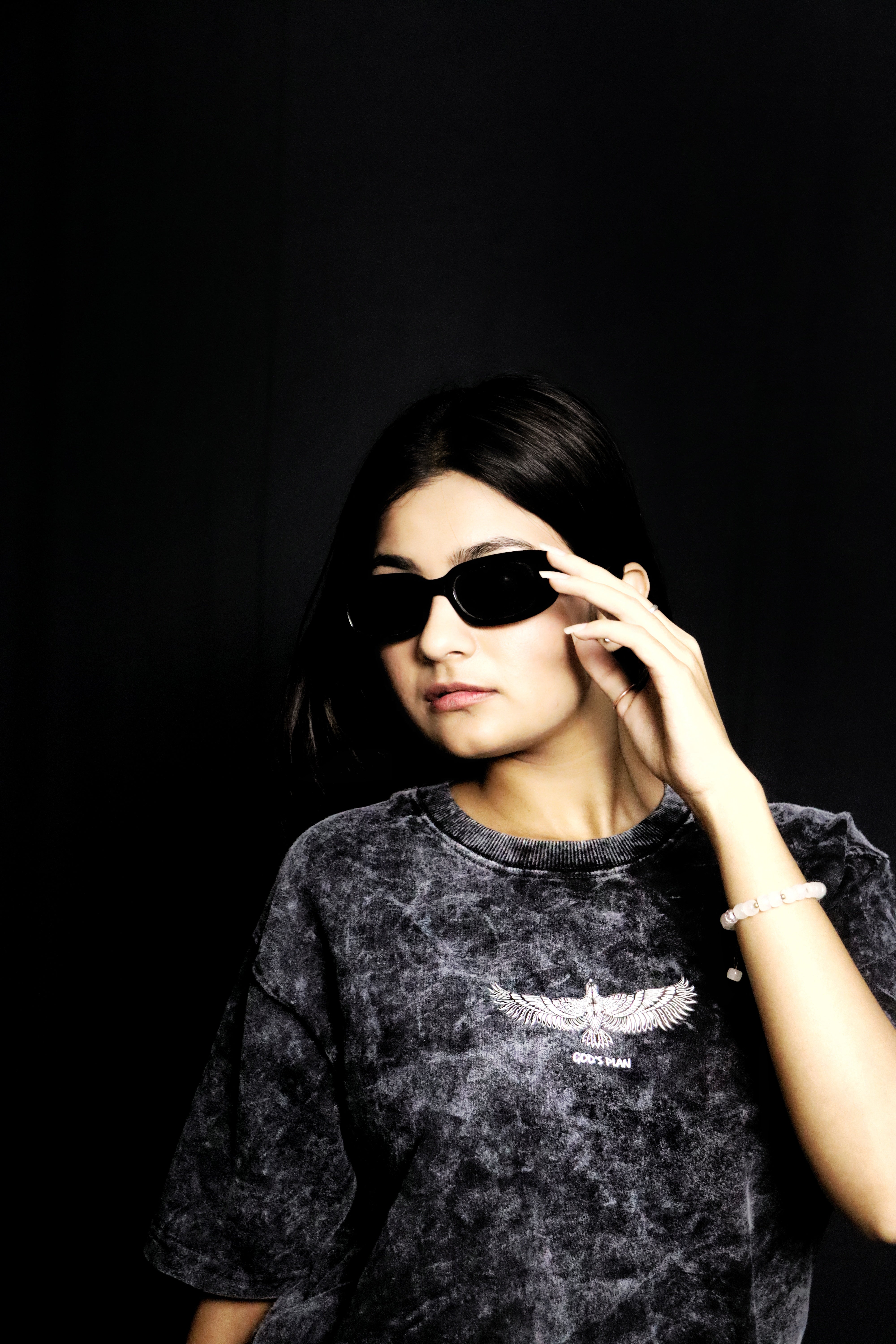 YAMIZ — Obsidian Wings Oversized Tee